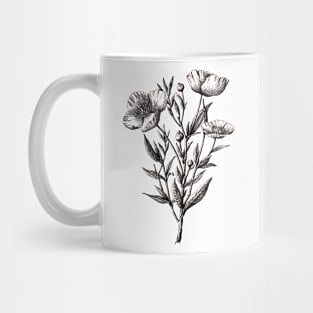 Wild Poppy Flower Vintage Botanical Illustration Mug